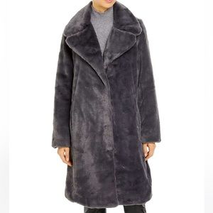 Aqua gray faux fur coat